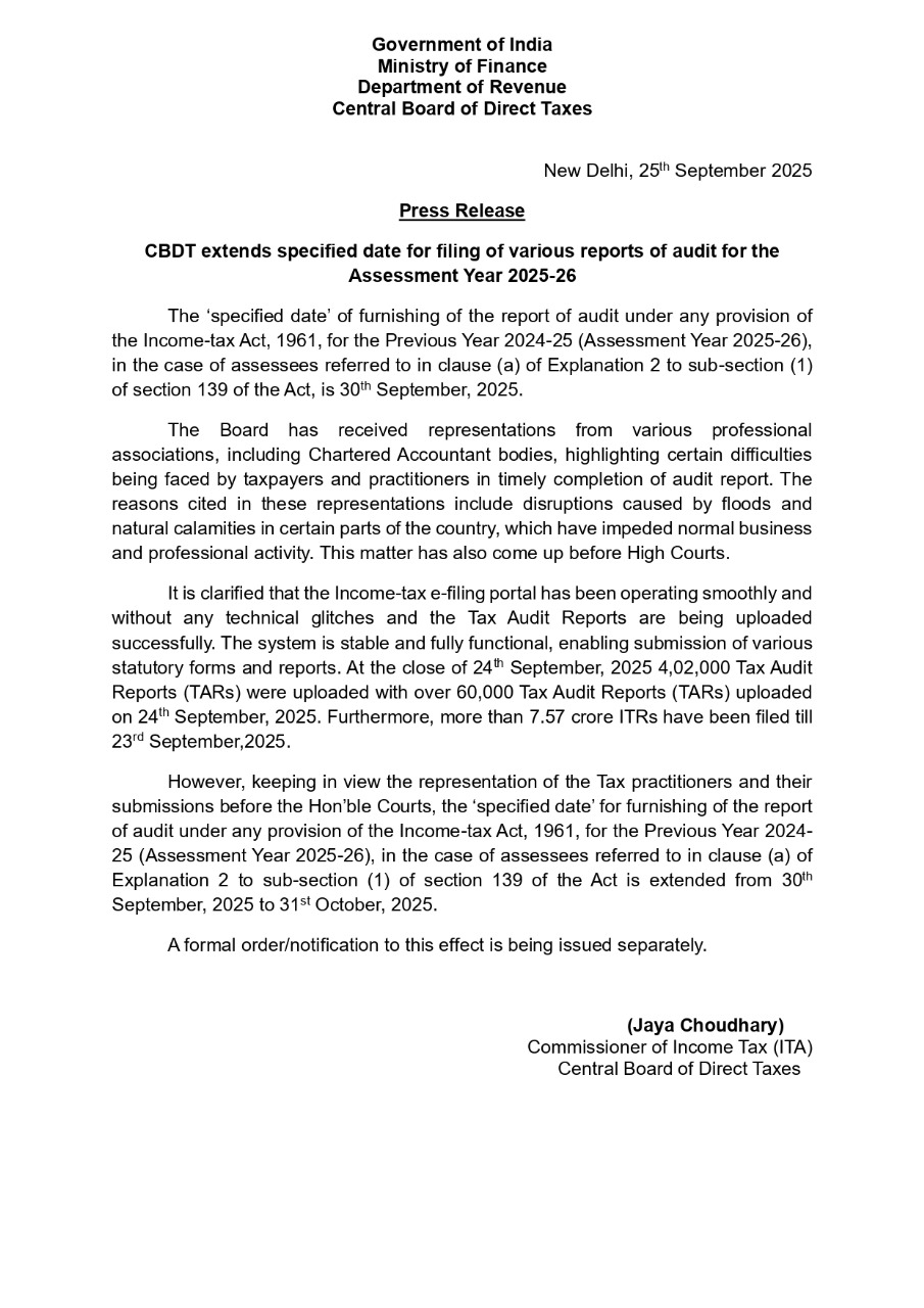 CBDT Press Release