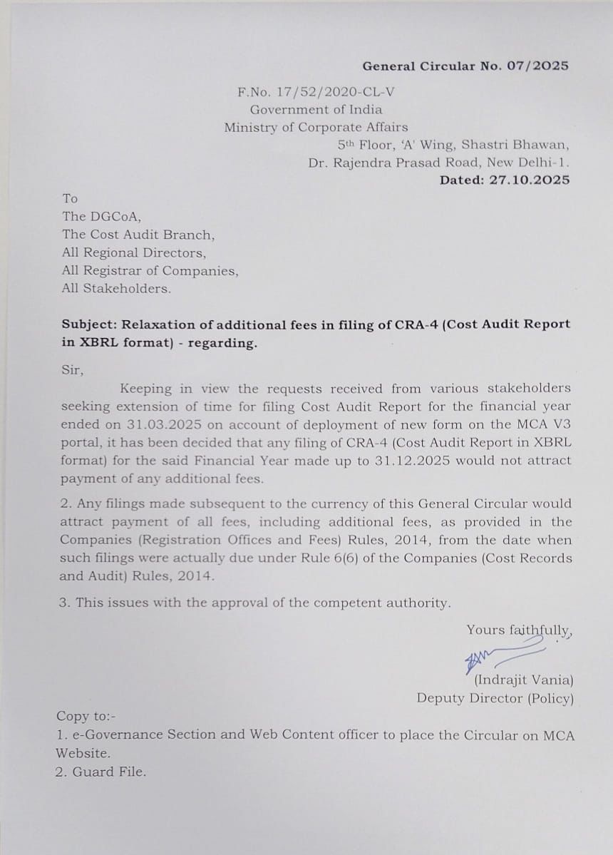 MCA CRA-4 Filing Circular