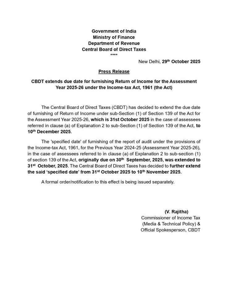 Income Tax Extension Notice