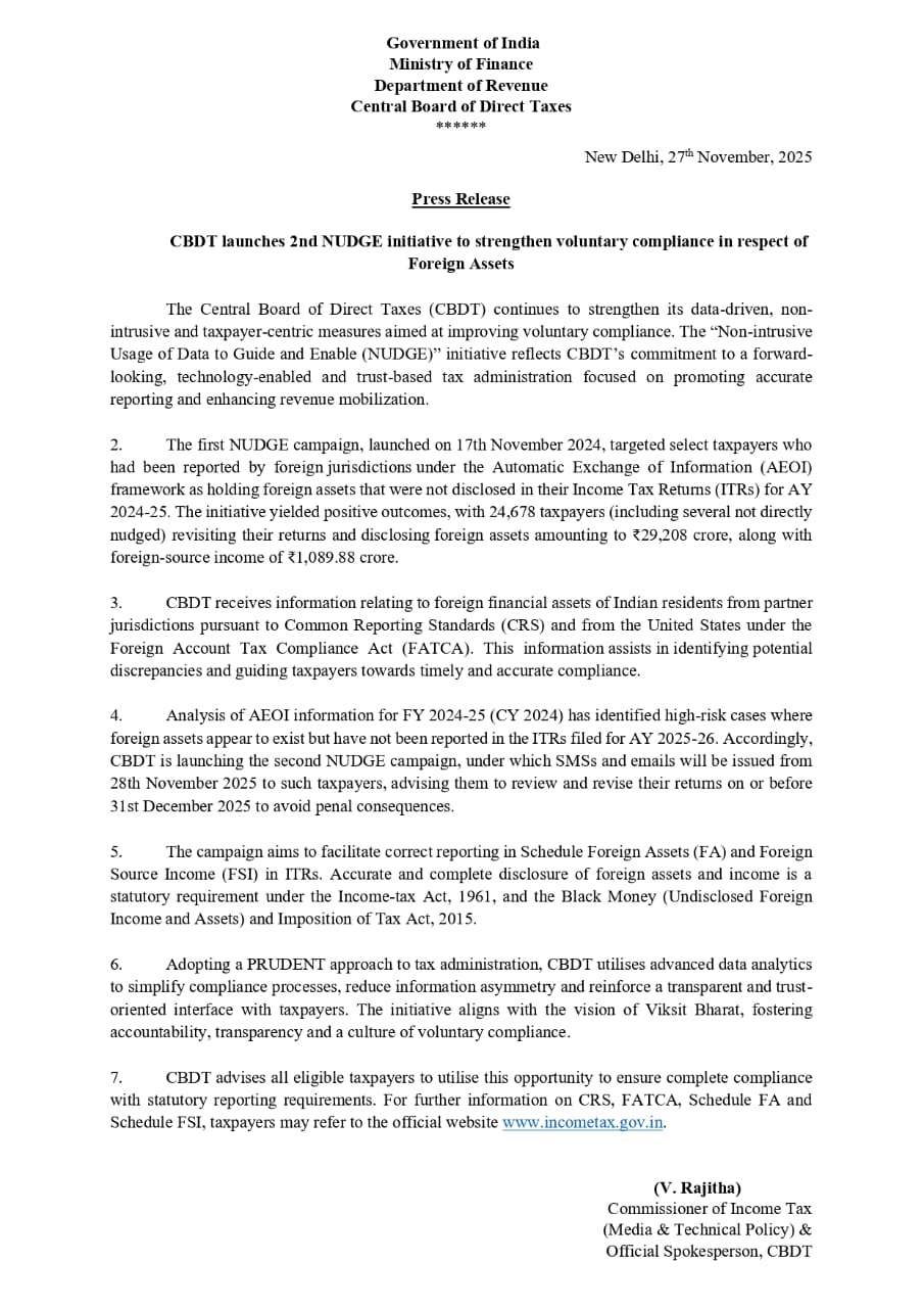 Income Tax Foreign Assets Alert