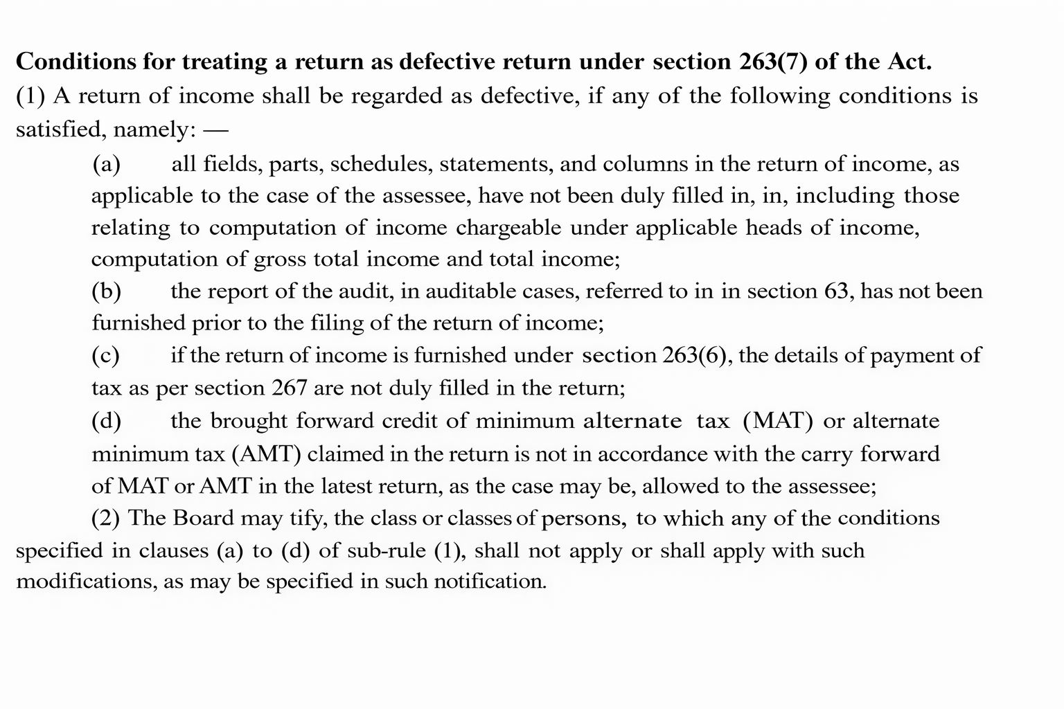 Rule 166 Defective Tax Return Guidelines