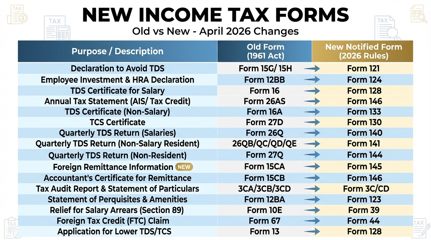 Comparison Table Old vs New Tax Forms