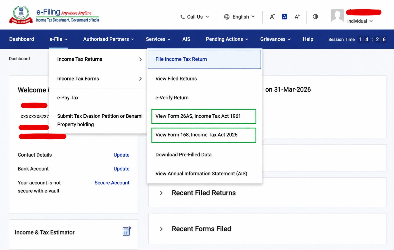Form 26AS vs Form 168 Tax Banner