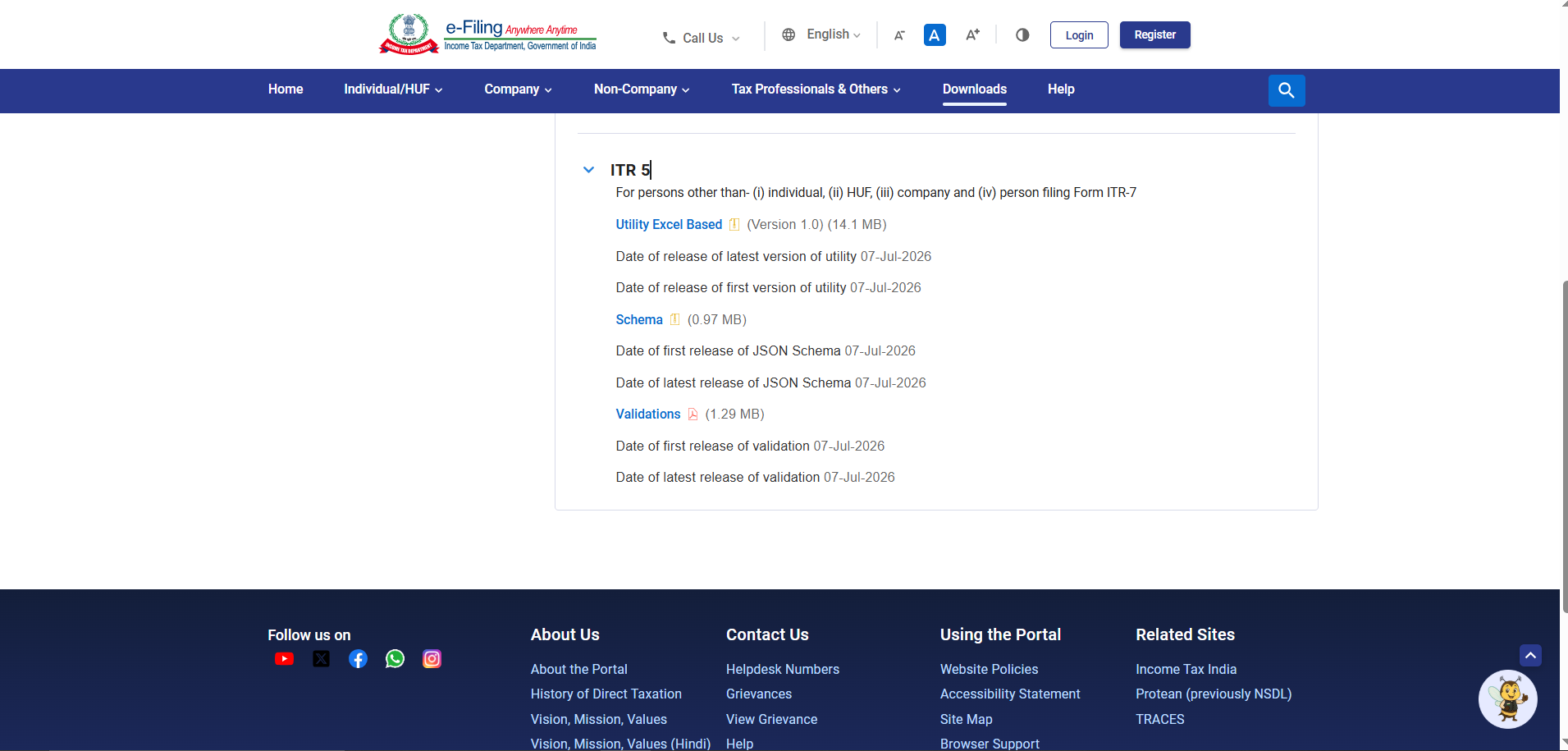 ITR-5 Excel Utility Release AY 2026-27